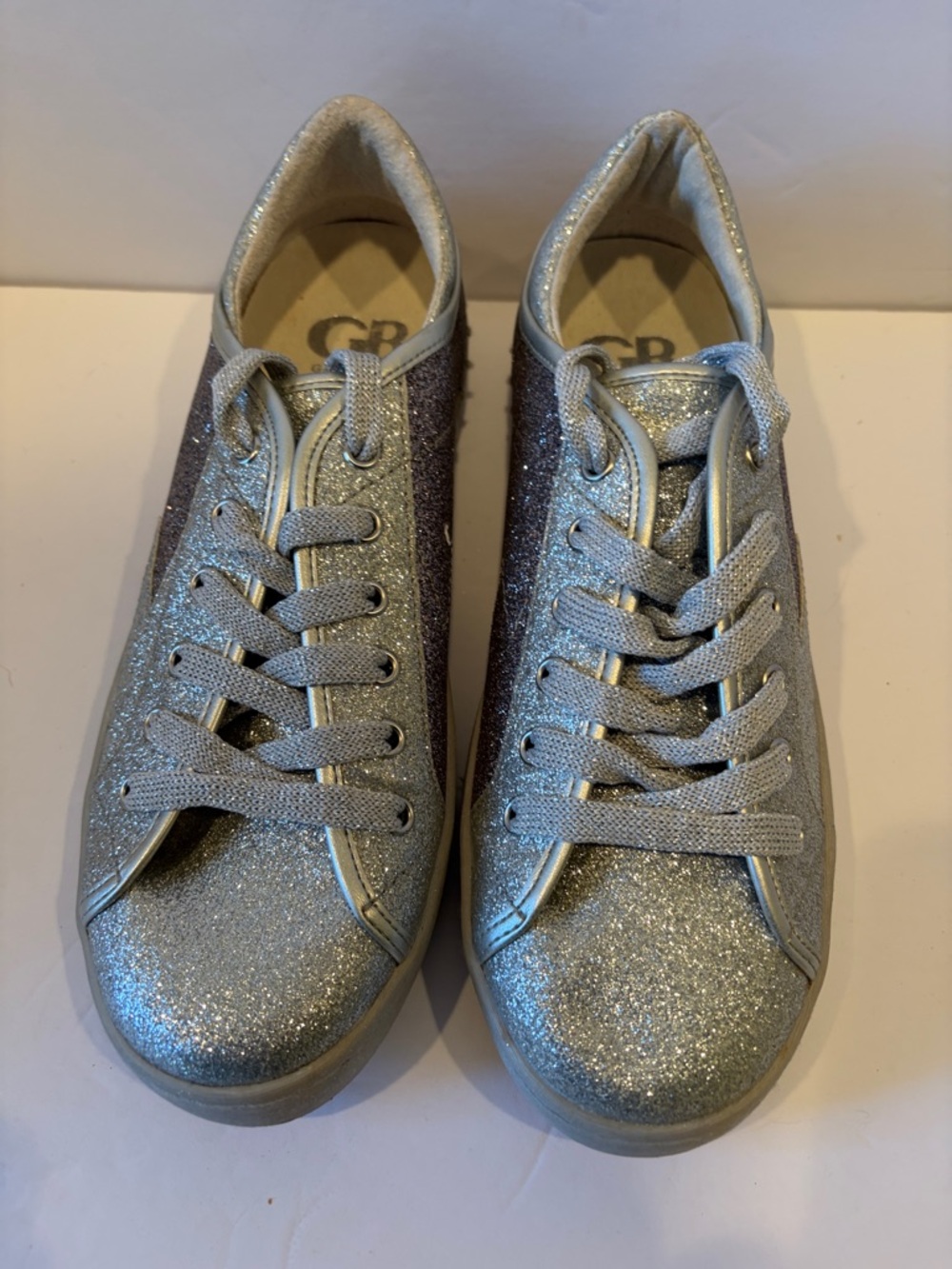 Sparkle Glitter Lace-Up Sneakers - Silver GB GIANNI BINI